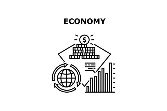 Visualizing Financial Dynamics: The Economy Finance Vector Concept Black